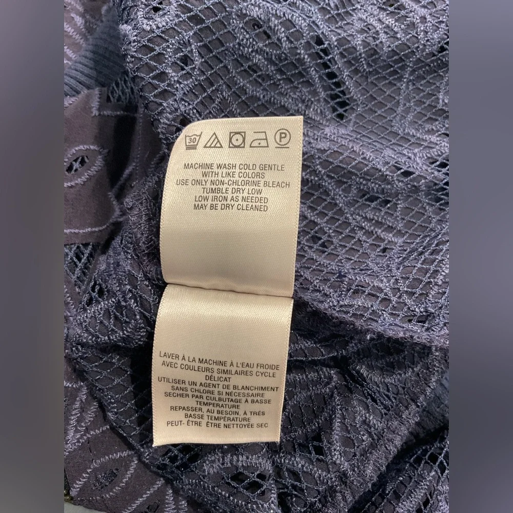 Anthropologie Elevenses Navy Blue Lace Bomber Jacket - Picture 16 of 16